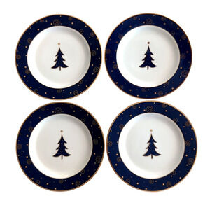 VTG 2000 Hallmark Sakura Star Light 4 Christmas Salad Dessert Plates Porcelain